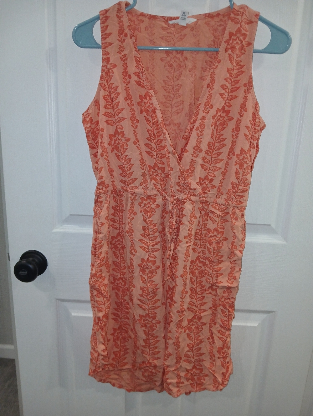 Sleeveless Orange Floral Wrap Dress